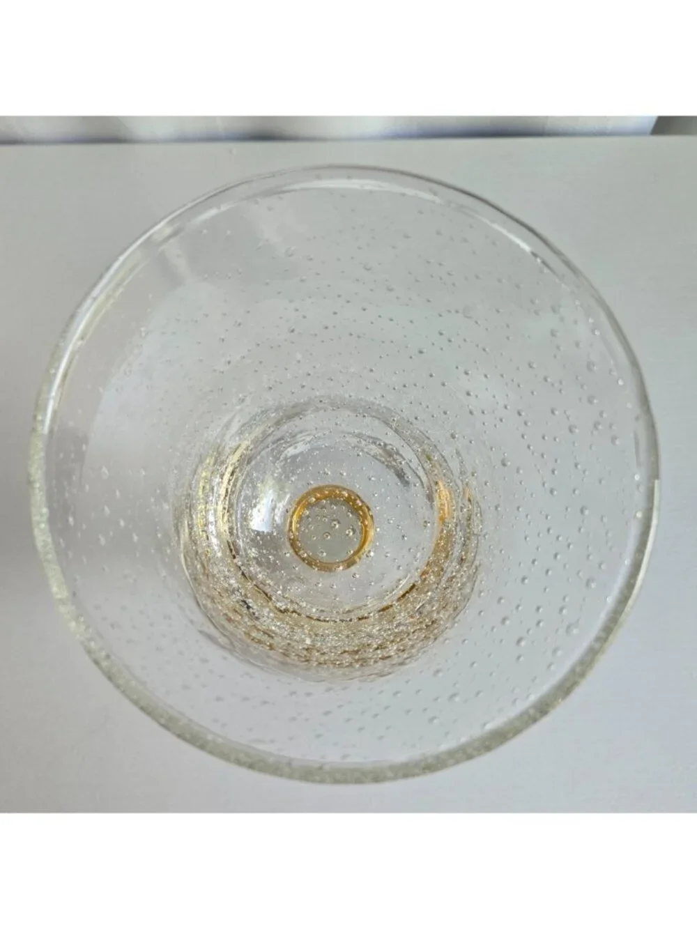 Pottery Barn Bubble Hand Blown Heavy Wine/Water Glasses Amber Stem Set of 2